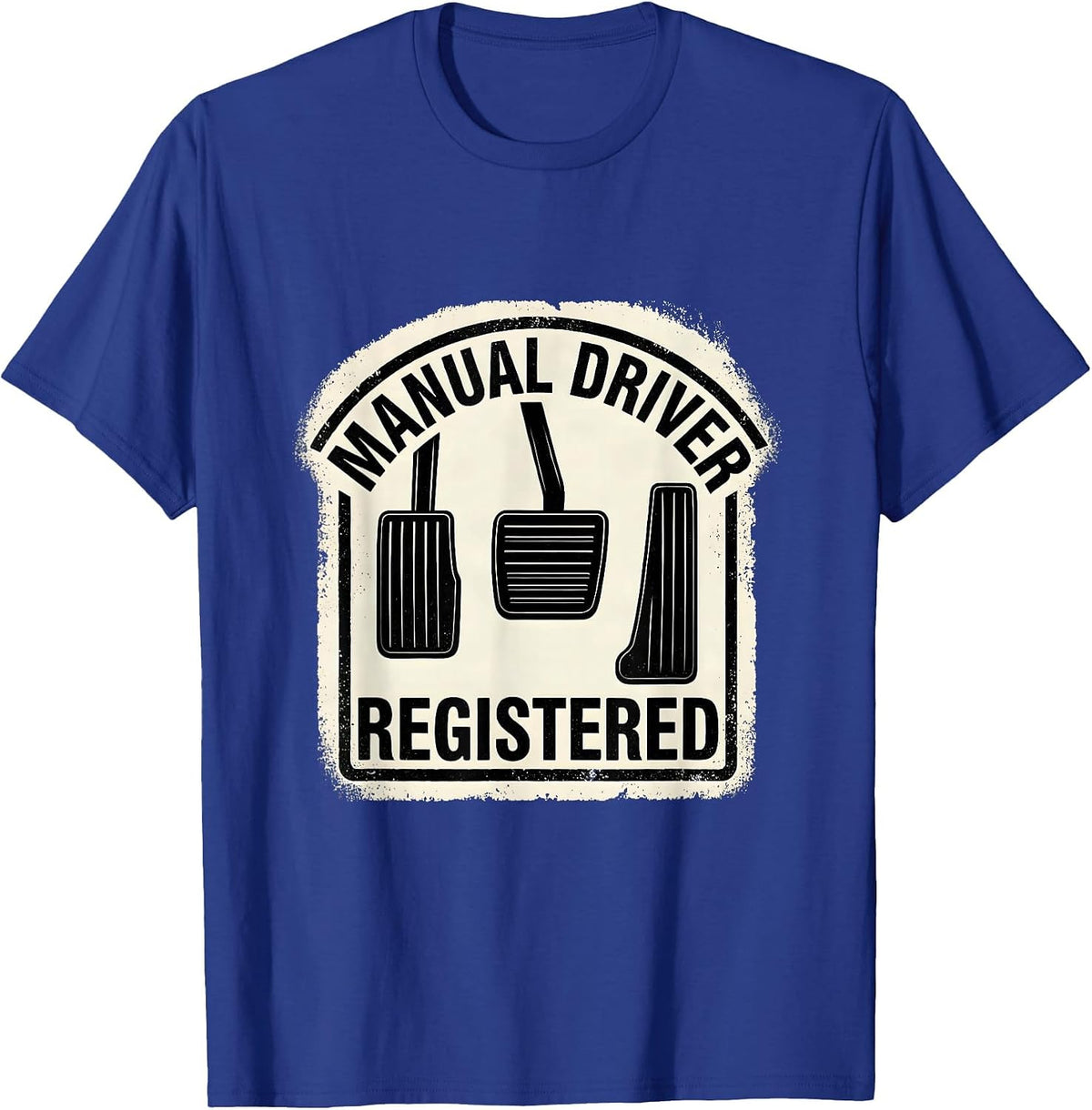 Manual Driver Registered Rubber Stamp Car Guy Stick Shift T-Shirt - Royal Blue