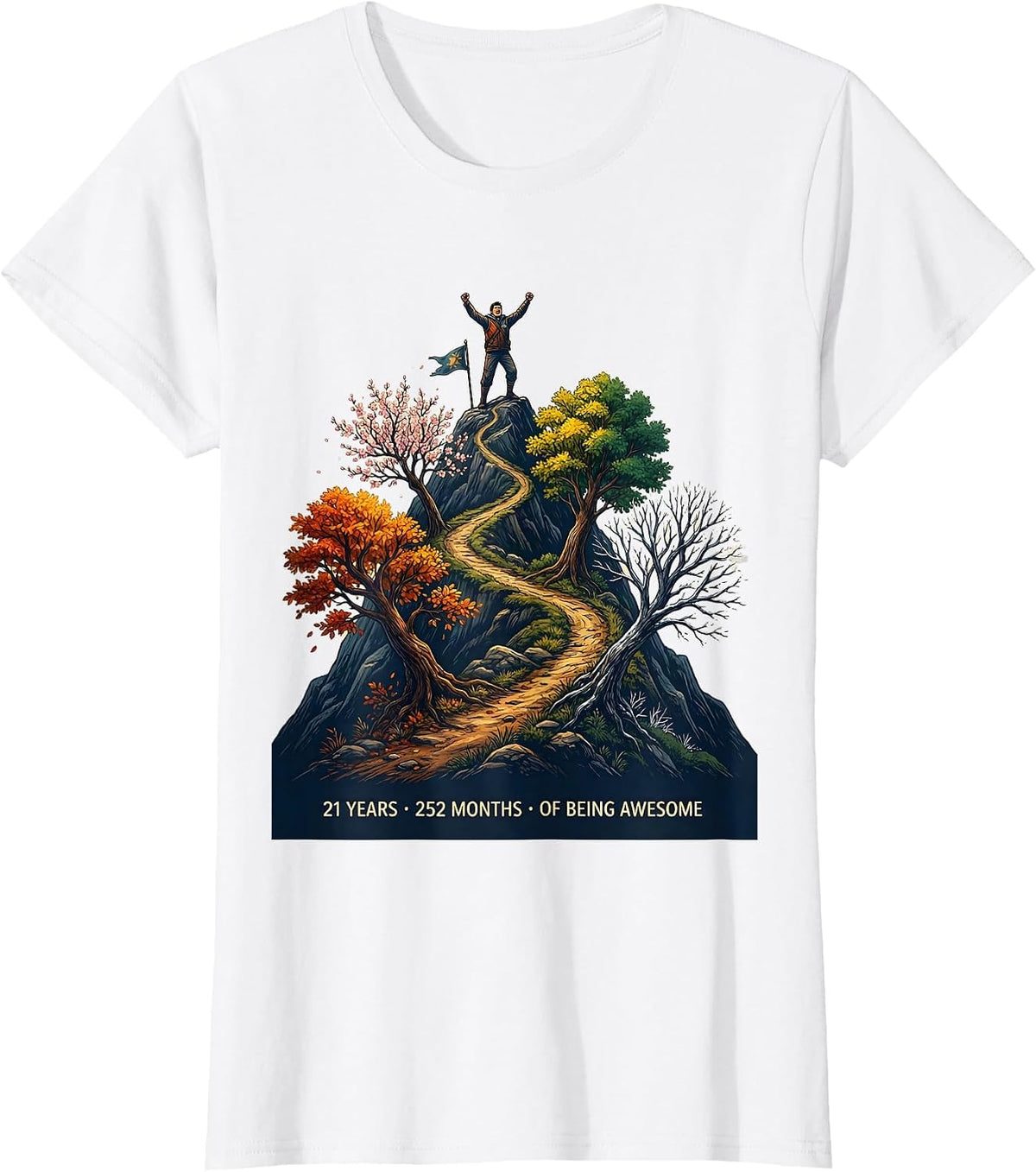 21 Years 252 Months Of Being Awesome Birthday Gift T-Shirt - White