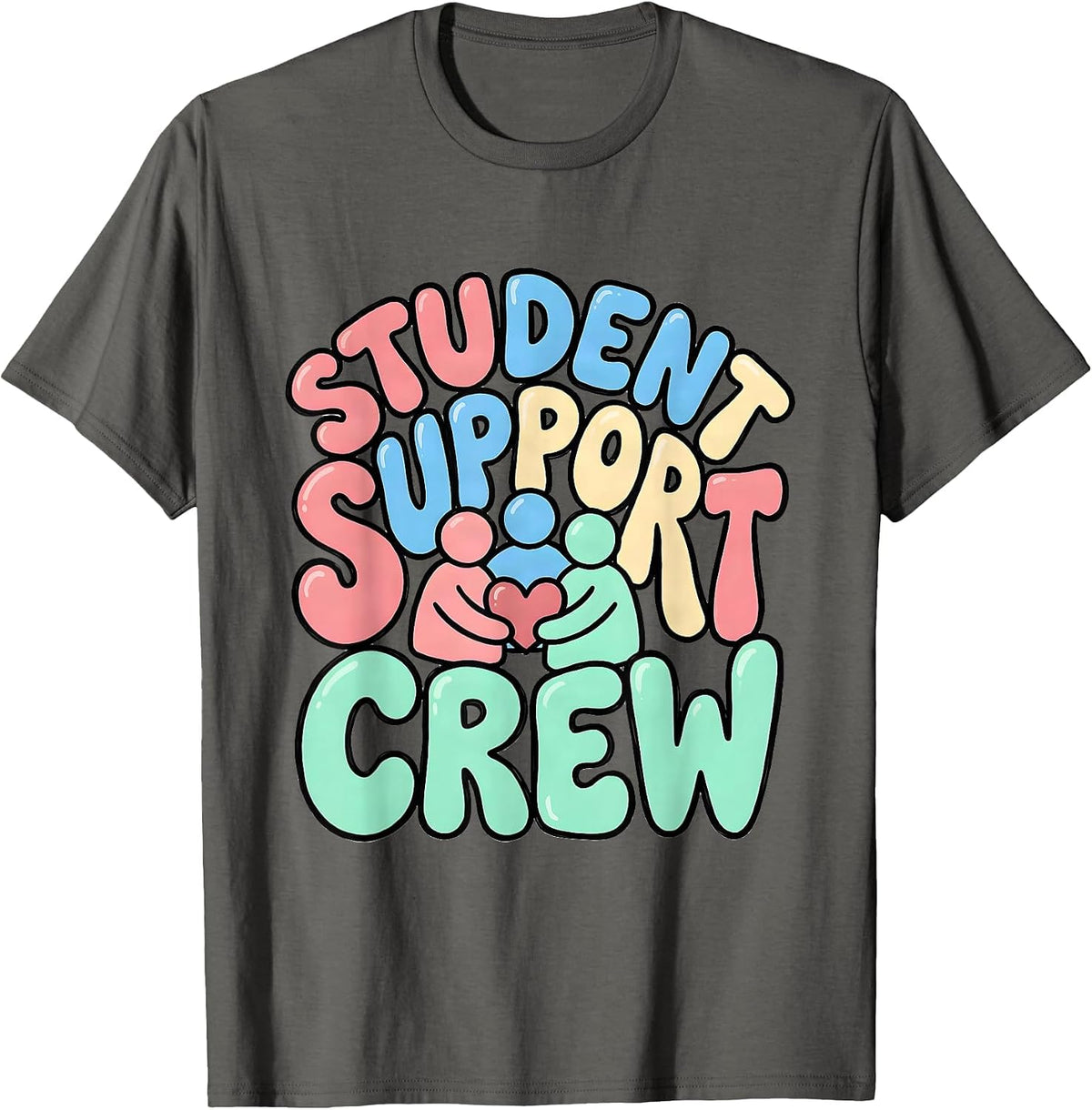 Student Support Crew Playful School Counselor Mental Health T-Shirt - Asphalt Grey