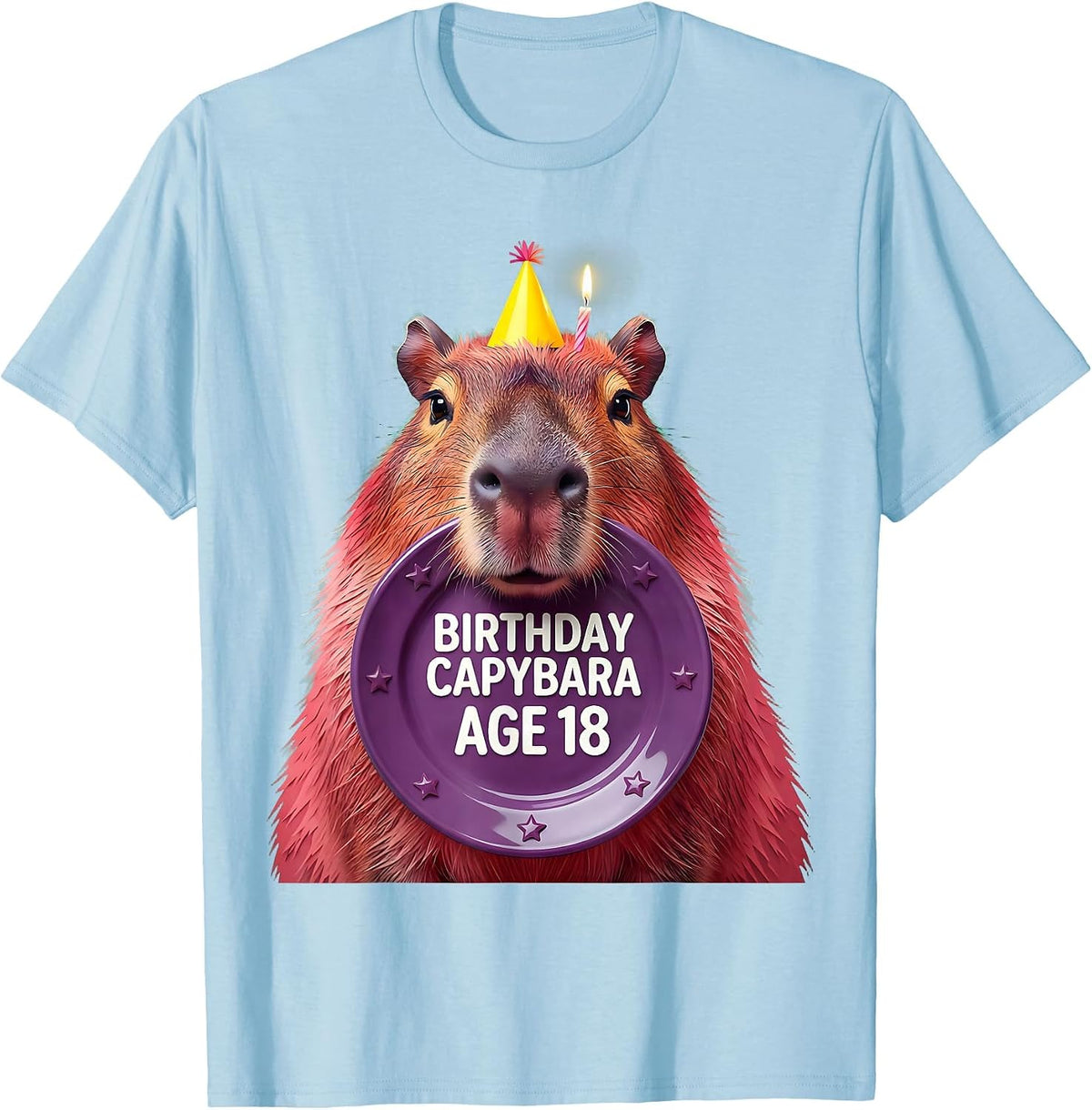 Men's Birthday Capybara Age 18 Kawaii Pun Gift T-Shirt - Baby Blue