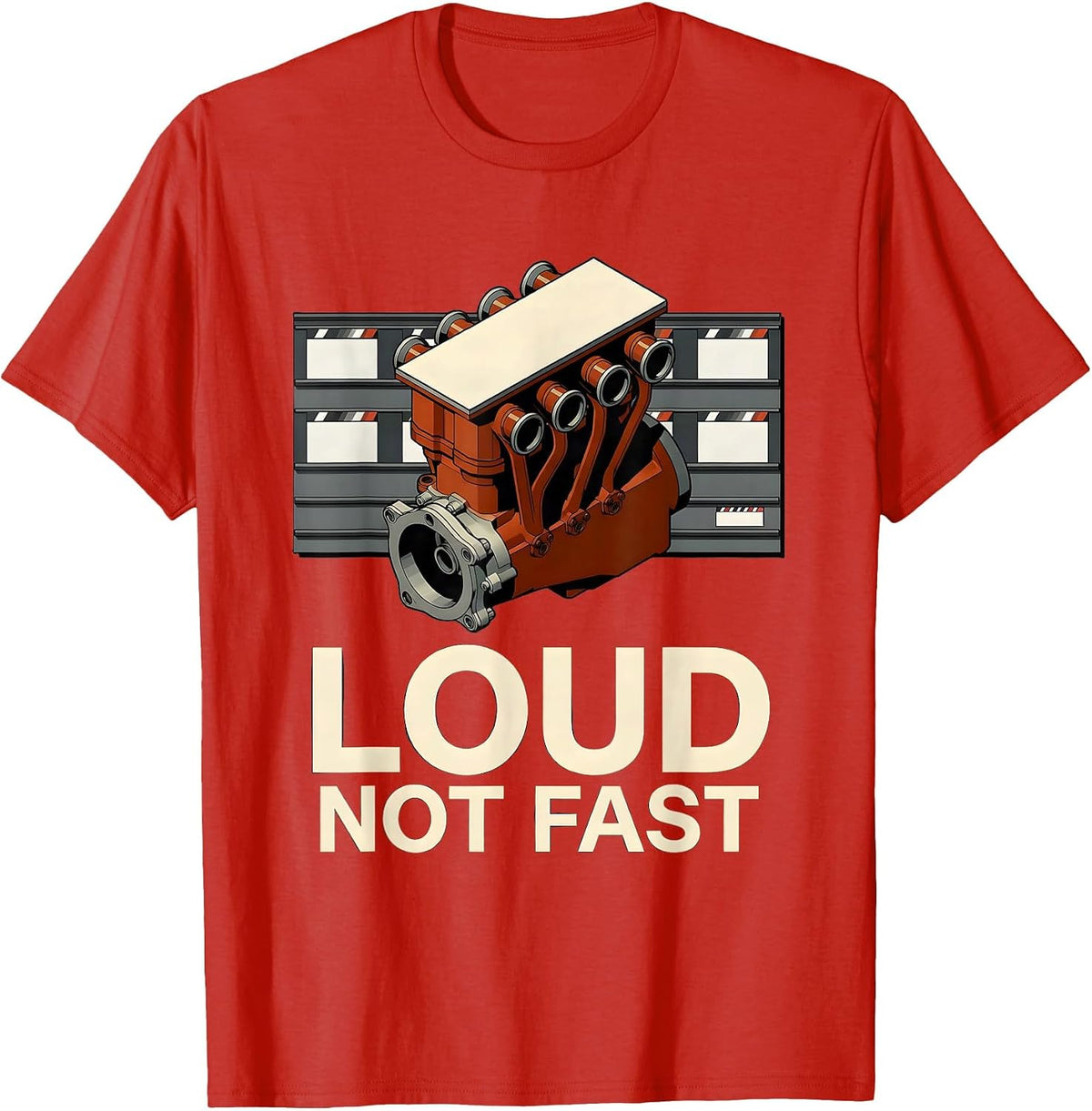 Men's Loud, Not Fast Vintage Retro Muscle Car Drag Racing T-Shirt - Red