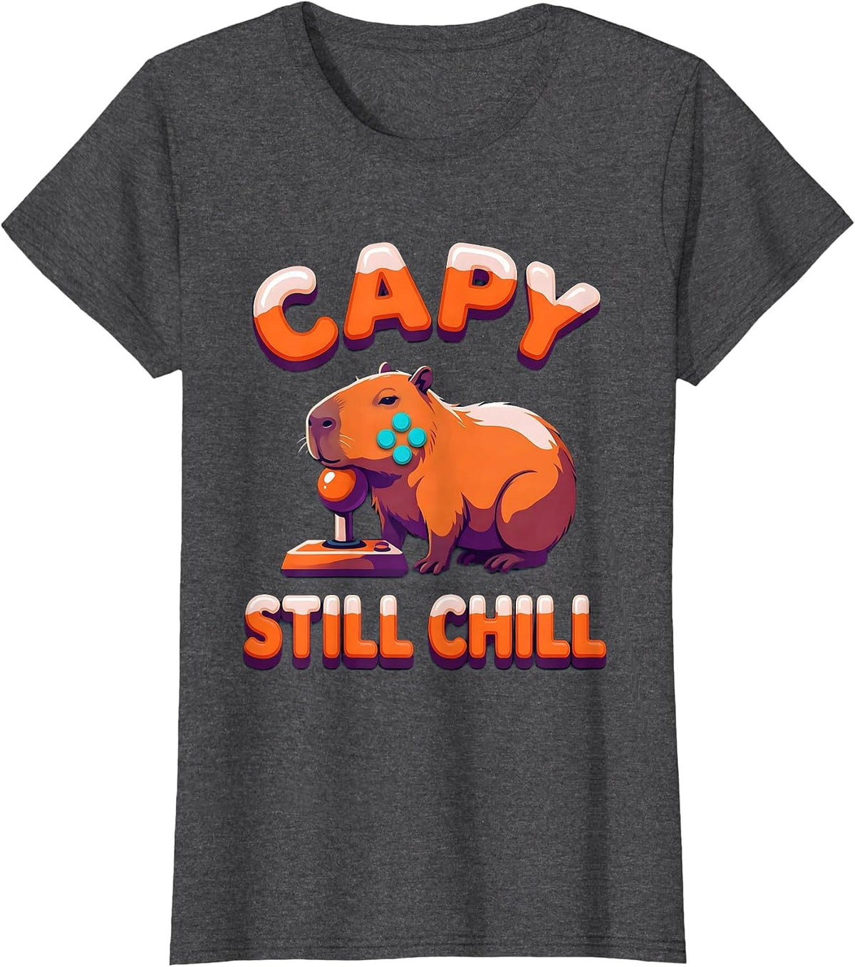 Women's Capy, Still Chill Funny Capybara Gaming Meme Youth T-Shirt - Dark Heather Grey