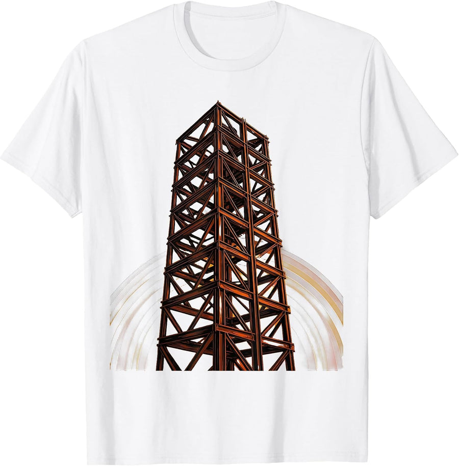 Labor Day Rising Skyscraper Steel Girder Illustration T-Shirt, Men, White, X-Large - As Pictured