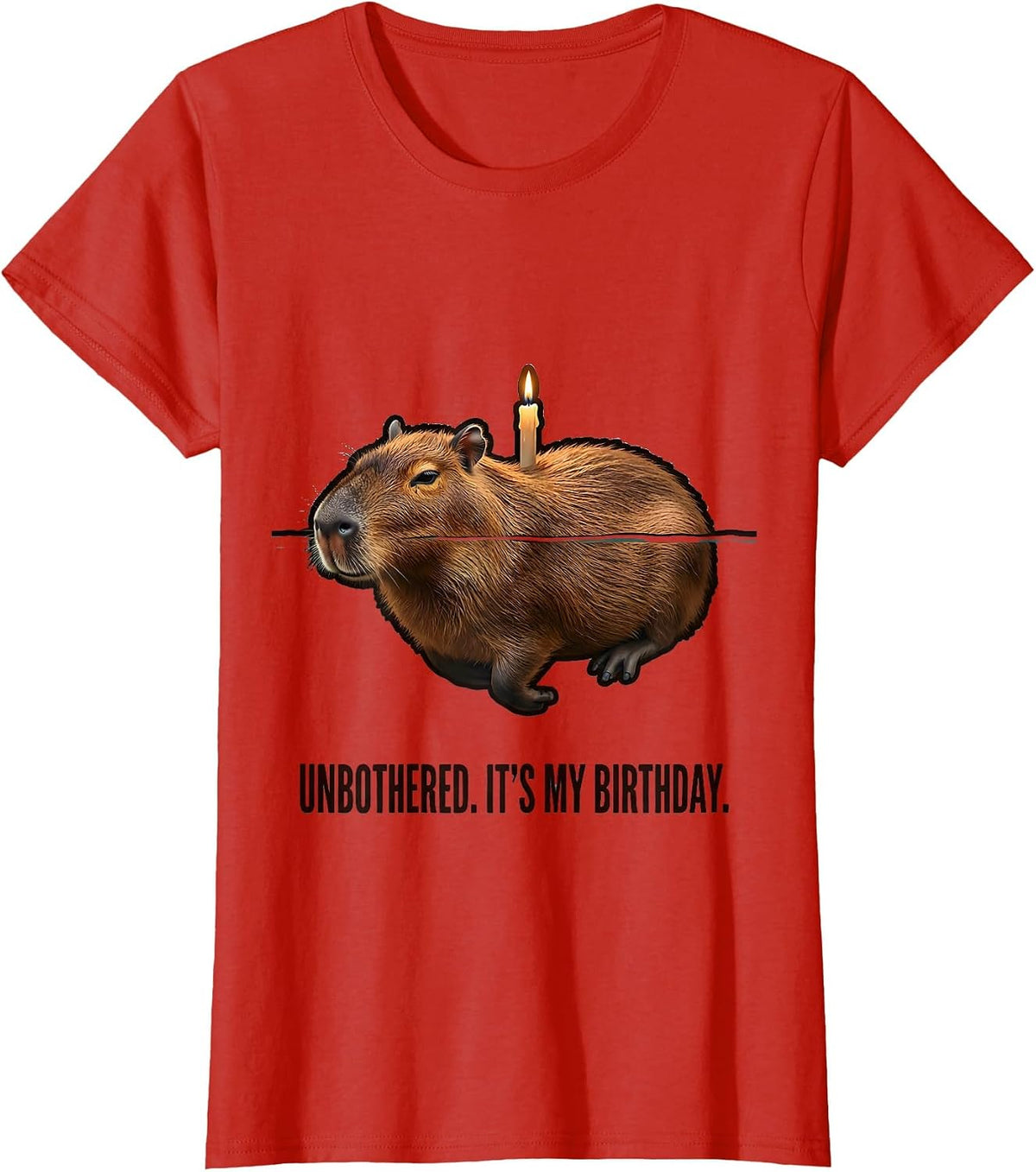 Unbothered It's My Birthday Kawaii Capybara Birthday To Me T-Shirt - Red