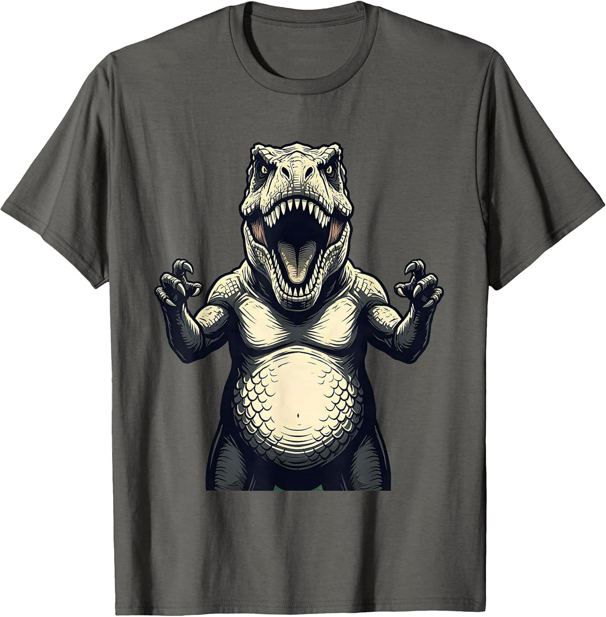 Men's Family Dinosaurs Roaring Together Illustration T-Shirt - Asphalt Grey