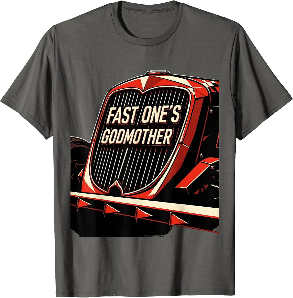 Fast One's Godmother Constructivist Poster Pit Crew Race Car T-Shirt - Asphalt Grey