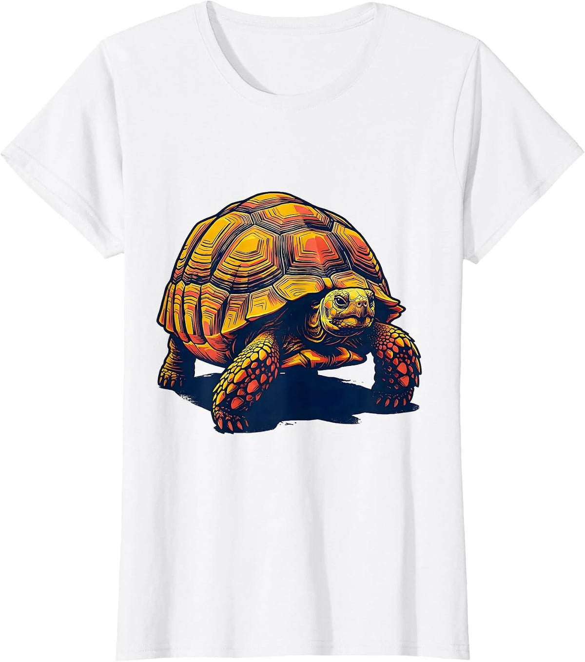 Tortoise Mid-Step Screenprint Poster Pet Lover Humor T-Shirt - White