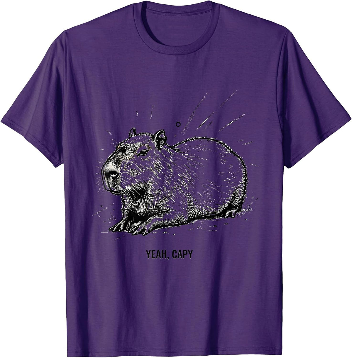 Yeah Capy Funny Capybara Animal Meme Humor T-Shirt - Purple