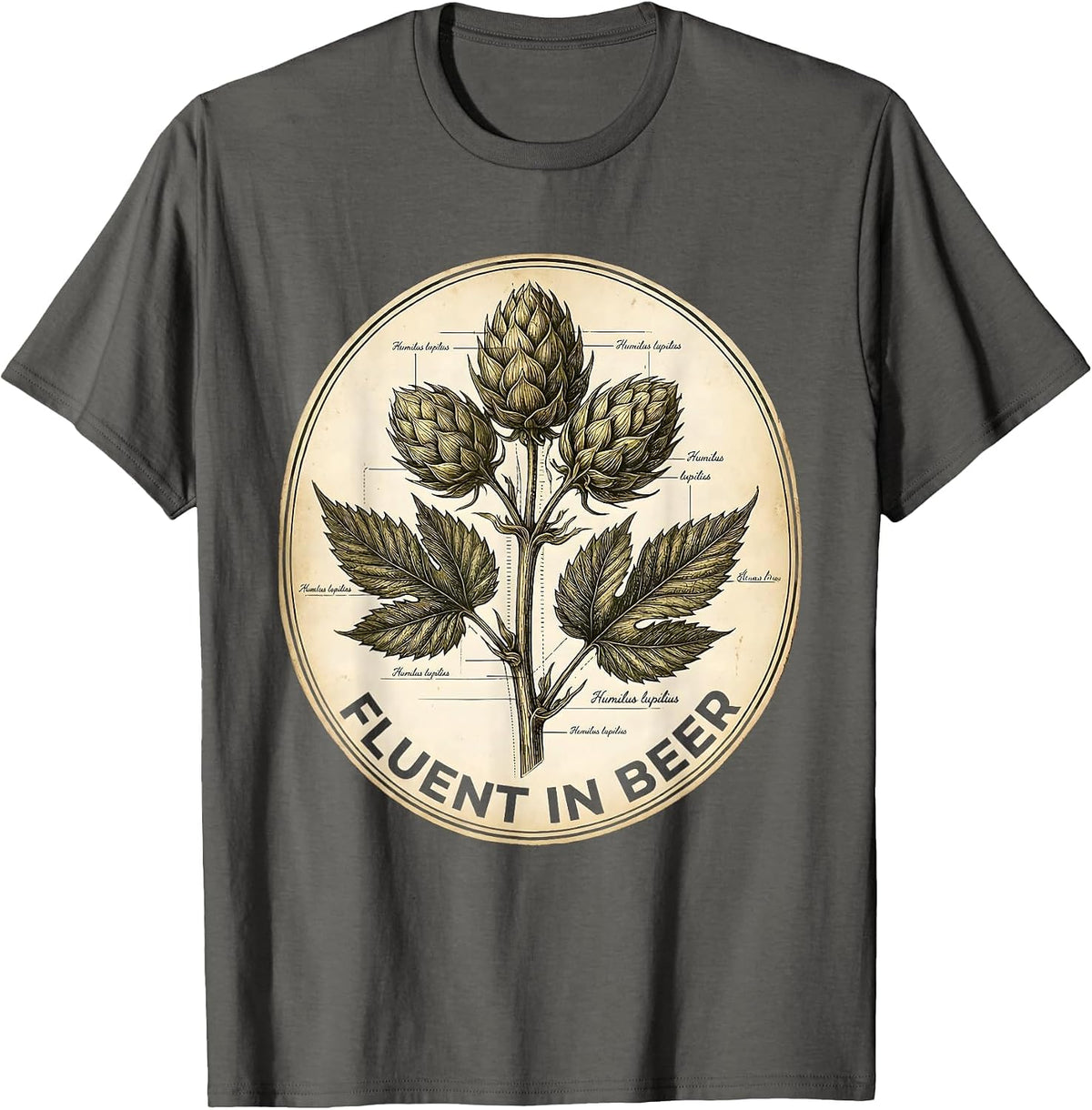 Fluent In Beer Funny Drinking Design T-Shirt - Asphalt Grey