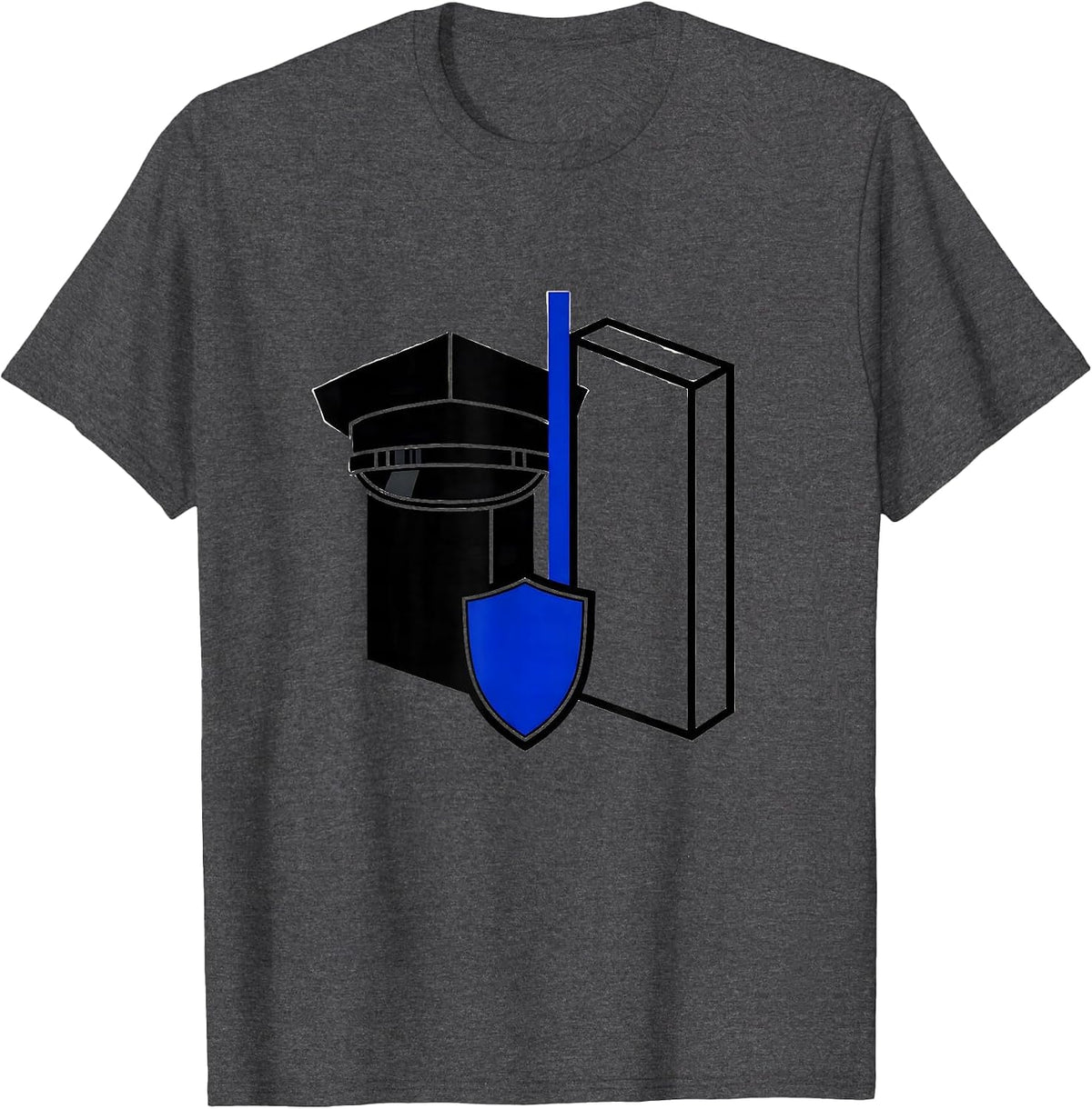 Police Cap Thin Blue Line Back the Blue Supporter T-Shirt - Dark Heather Grey