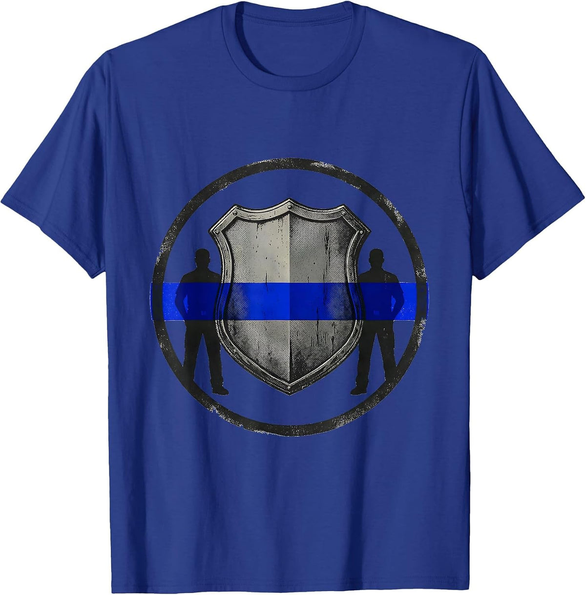 Thin Blue Line Police Support Badge T-Shirt - Royal Blue