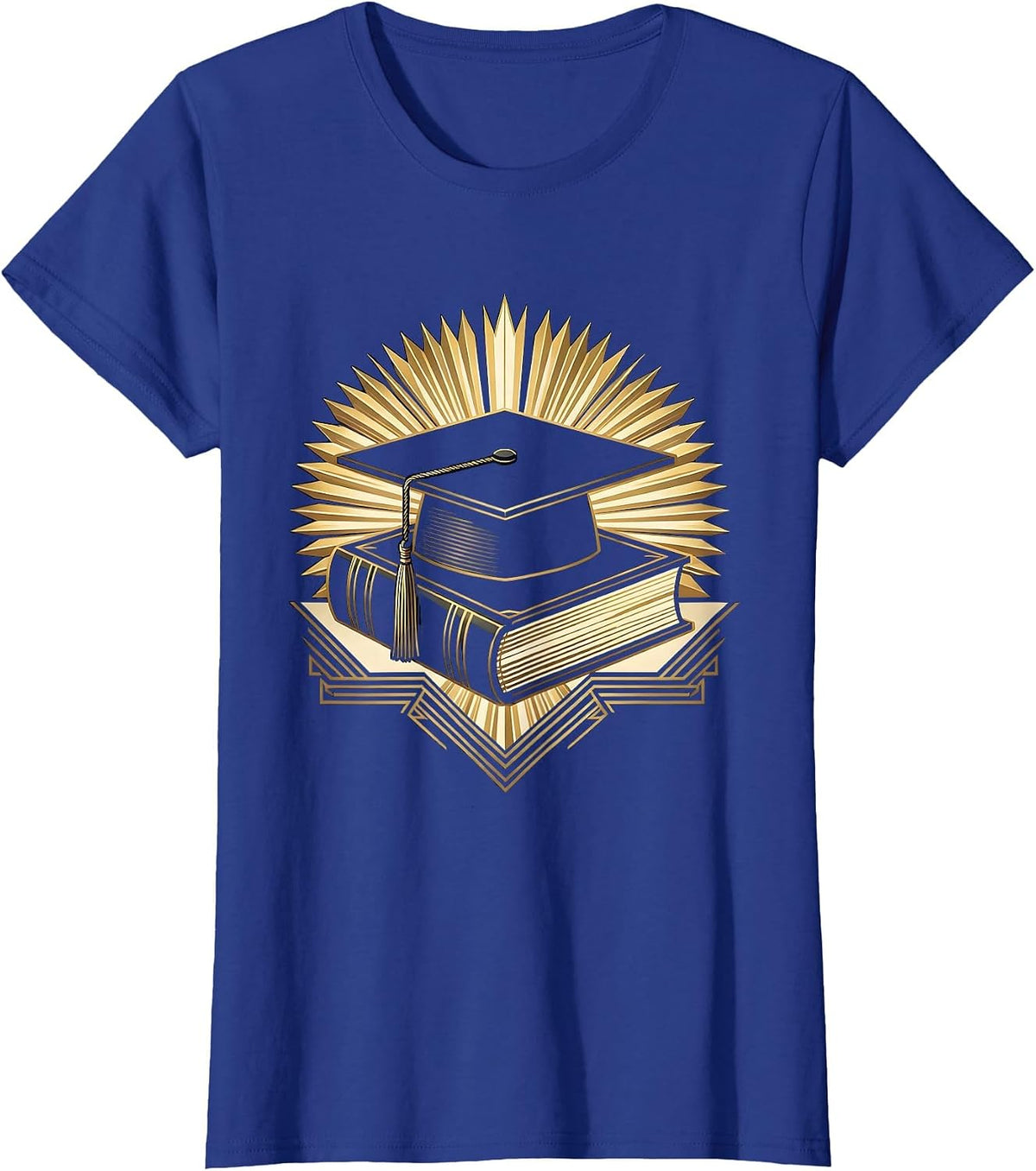 Women's English Teacher Graduation Cap Dictionary Graphic T-Shirt - Royal Blue