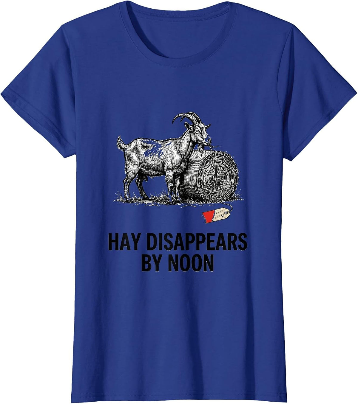 Women's Hay Disappears By Noon Funny Goat Owner Farmer Gift T-Shirt - Royal Blue