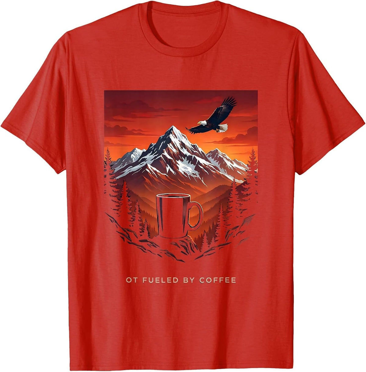 Men's OT Fueled By Coffee Occupational Therapy Design T-Shirt - Red