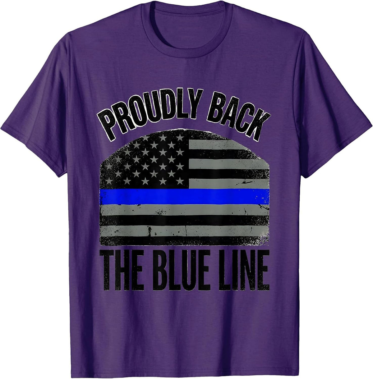 Proudly Back The Blue Line Thin Blue Line Police Support T-Shirt - Purple