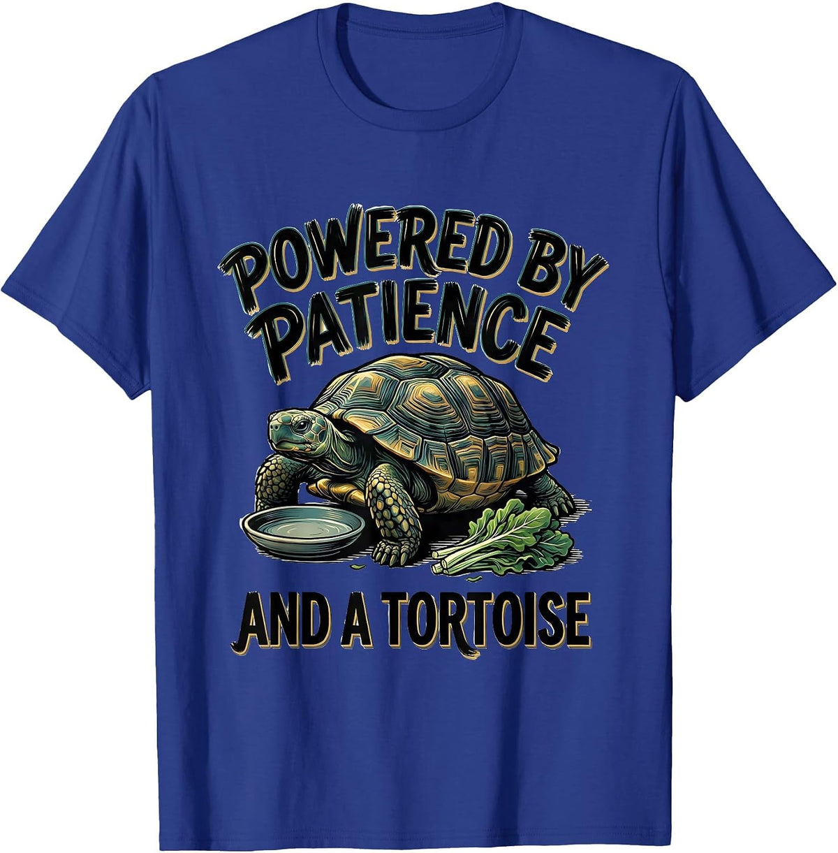 Powered By Patience And A Tortoise Funny Tortoise Lover Pet T-Shirt - Royal Blue