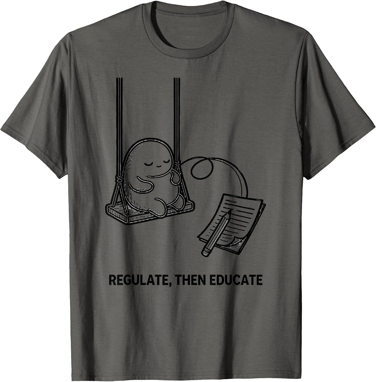 Men's Regulate Then Educate Line Art Occupational Therapy Sensory T-Shirt - Asphalt Grey