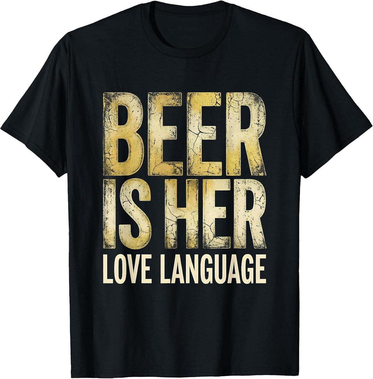 Men's Beer Is Her Love Language Funny Drinking Design T-Shirt - Black