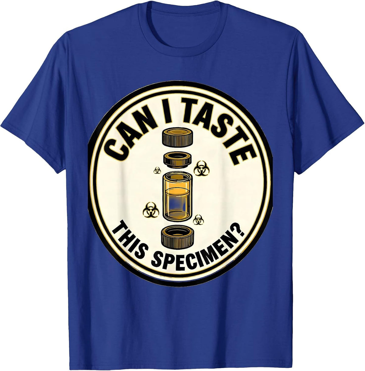Men's Can I Taste This Specimen Funny Periodic Table Science T-Shirt - Royal Blue