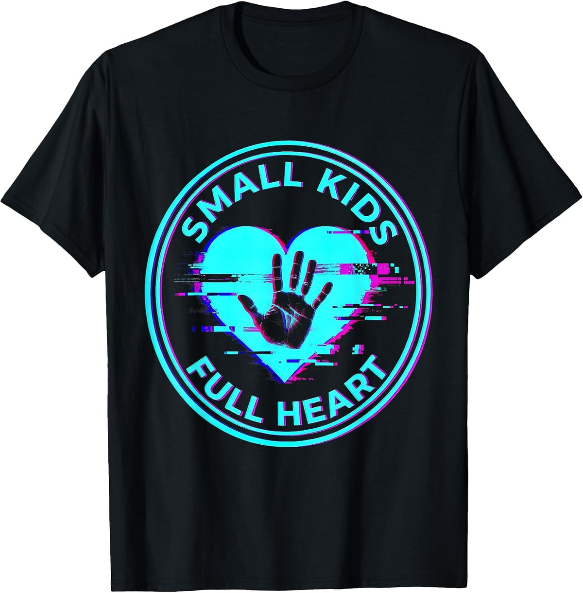 Men's Small Kids Full Heart Preschool Teacher Design T-Shirt - Black