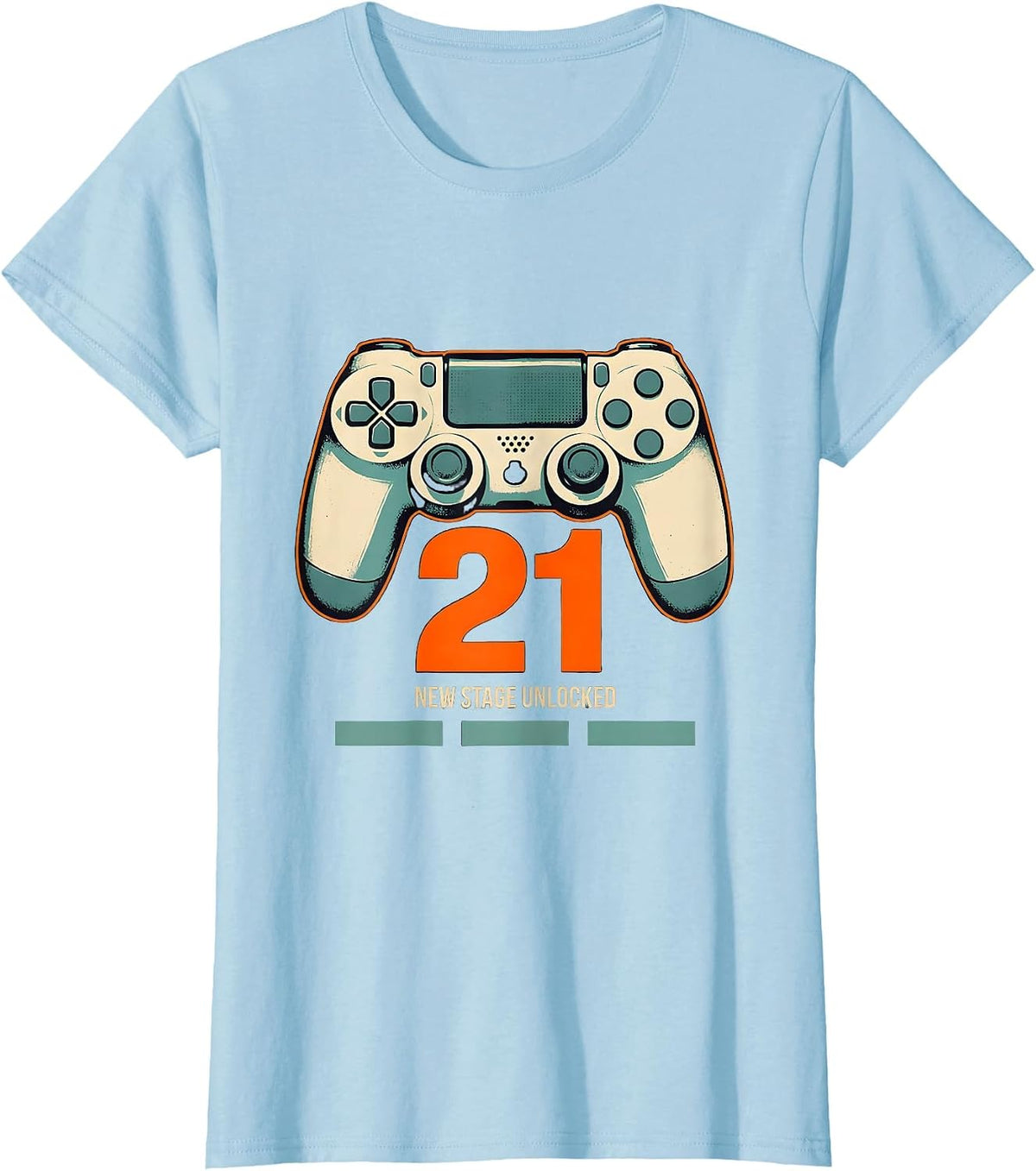 Women's New Stage Unlocked 21 Funny Gamer Birthday Boy Milestone T-Shirt - Baby Blue