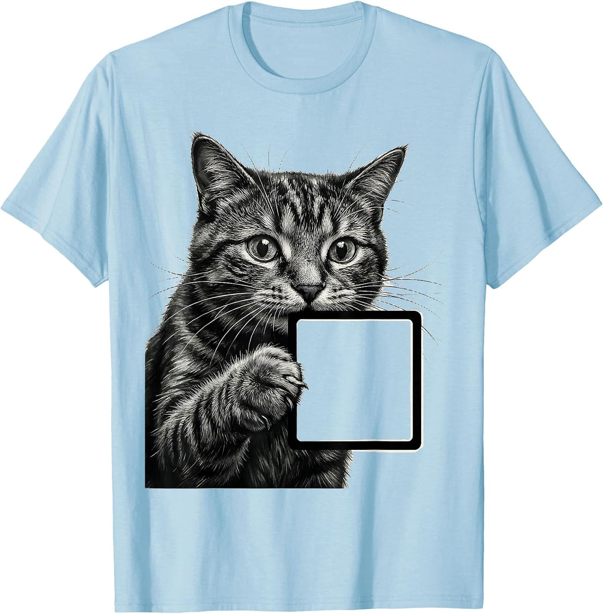 Men's Curious Cat Sniffing Periodic Table Science Design T-Shirt - Baby Blue