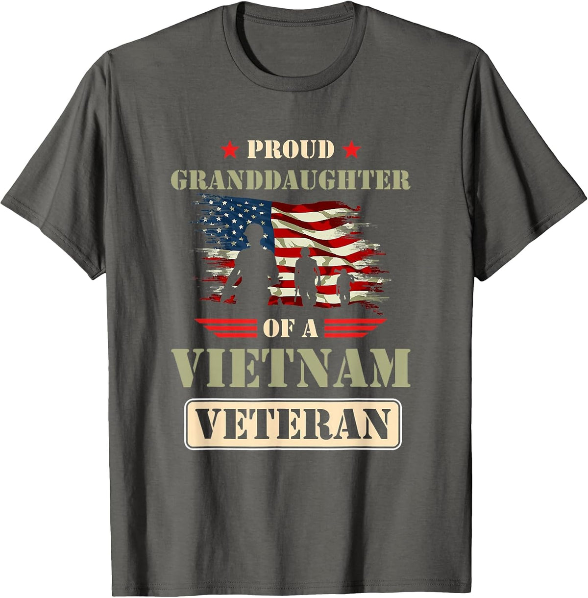 Proud Granddaughter of A Vietnam Veteran Memorial Day Quote T-Shirt - Asphalt Grey