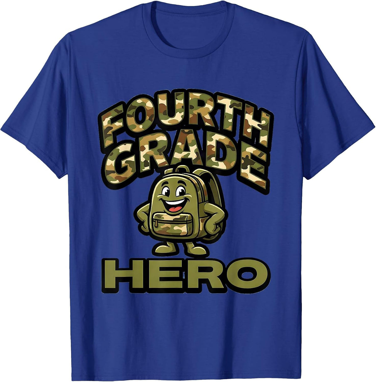 Fourth Grade Hero Camo Back To School Boys Teacher First Day T-Shirt - Royal Blue