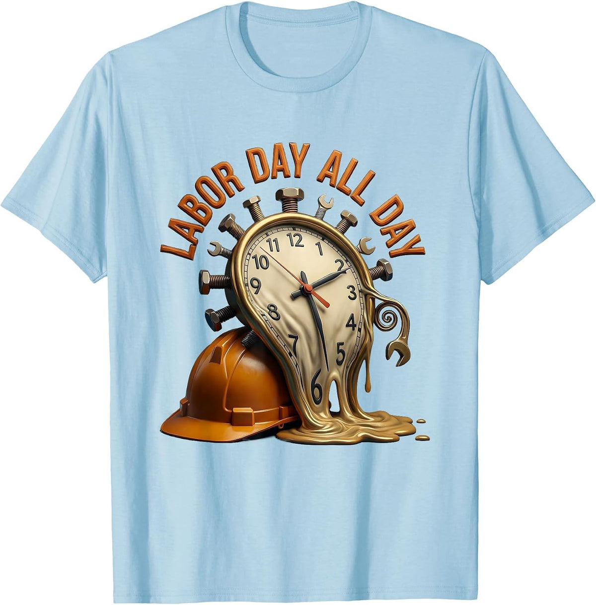 Labor Day All Day Festive Holiday Design T-Shirt - Baby Blue