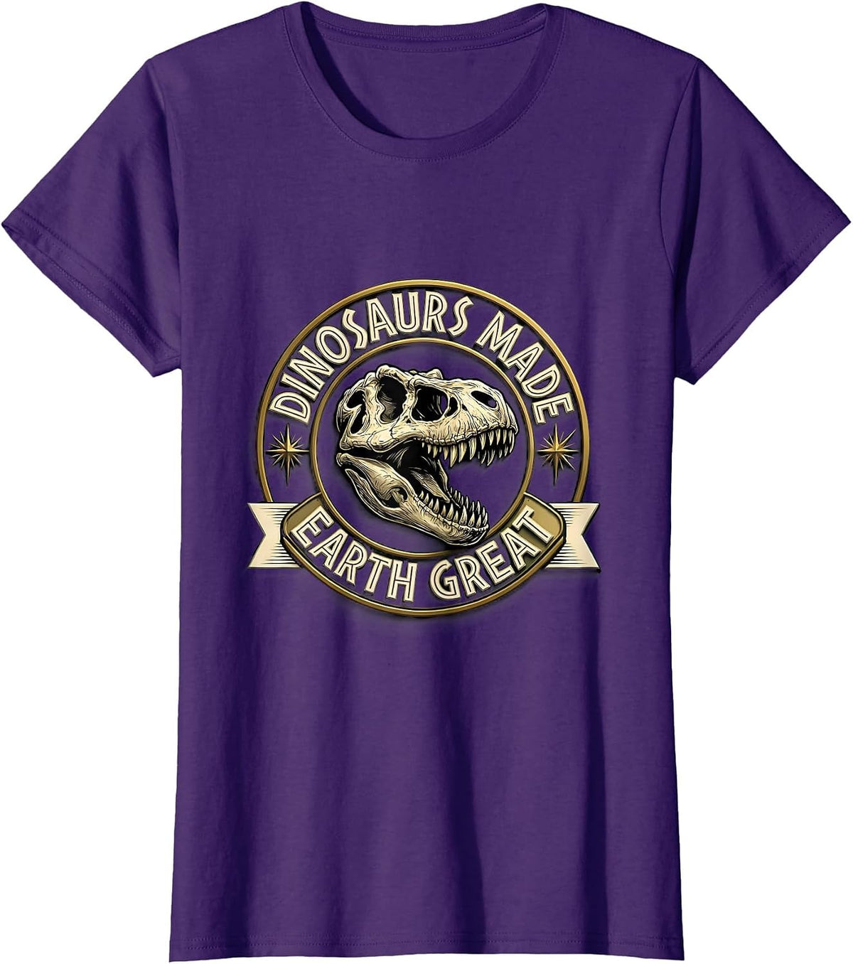 Women's Dinosaurs Made Earth Great Prehistoric Design T-Shirt - Purple
