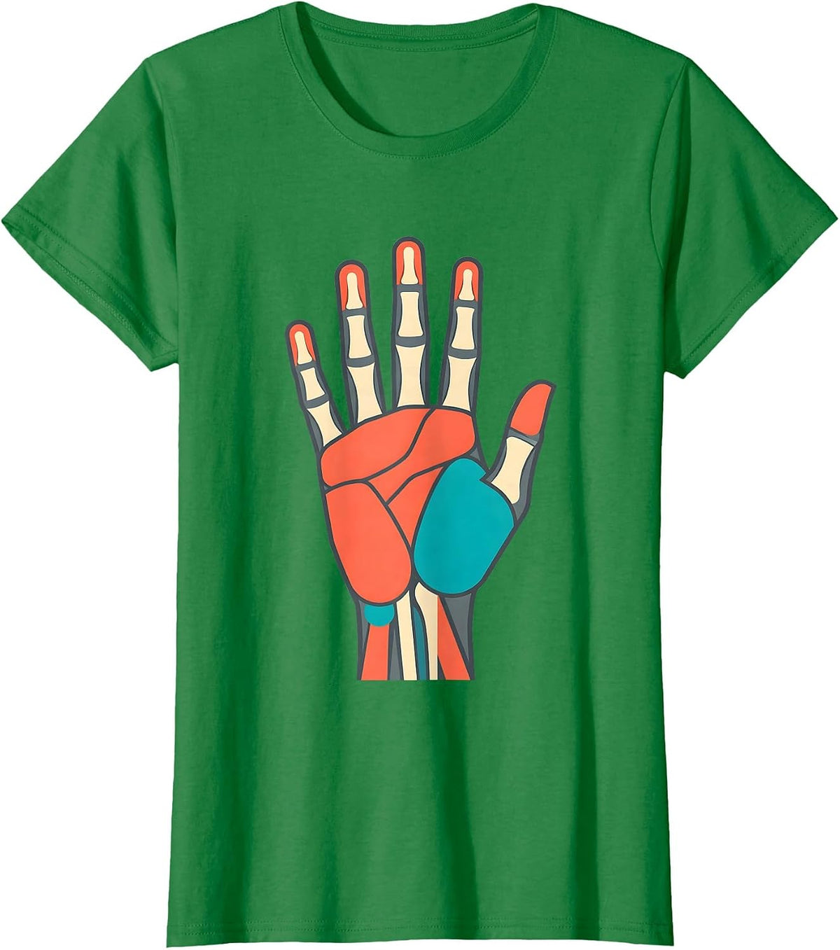 Women's Occupational Therapy Anatomical Hand Illustration T-Shirt - Kelly Green