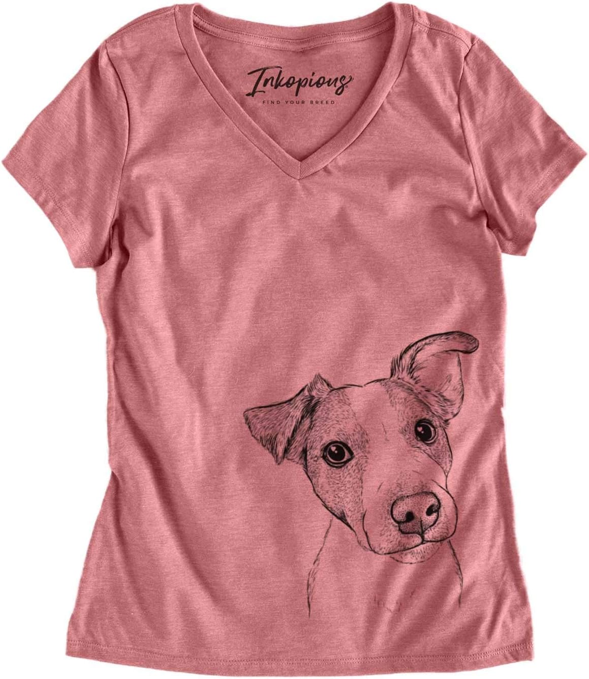Bare Bosse the Jack Russell Terrier Dog Triblend T-Shirt - Dusty Rose V-neck