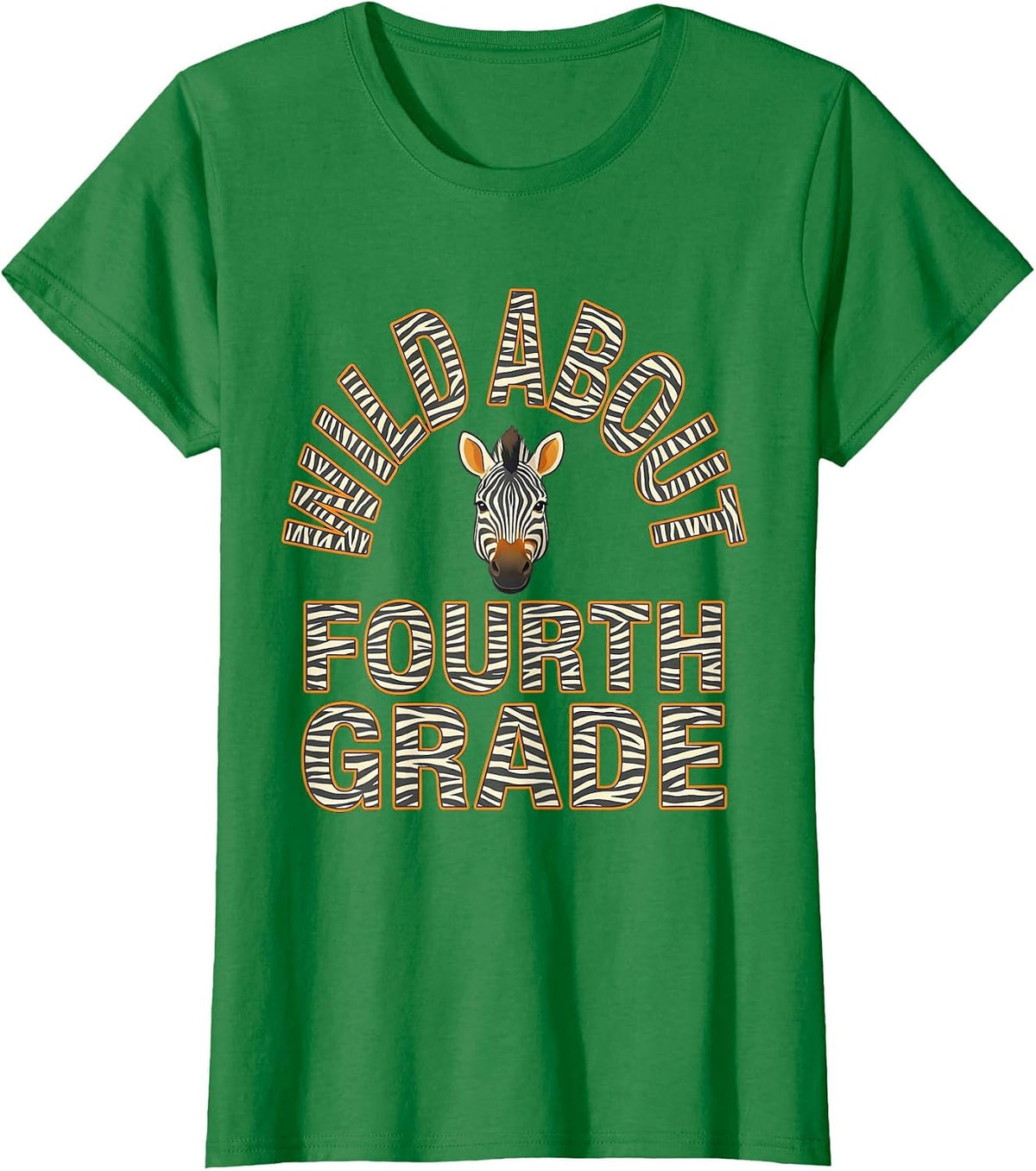 Women's Wild About Fourth Grade Playful Teacher Appreciation Animal T-Shirt - Kelly Green