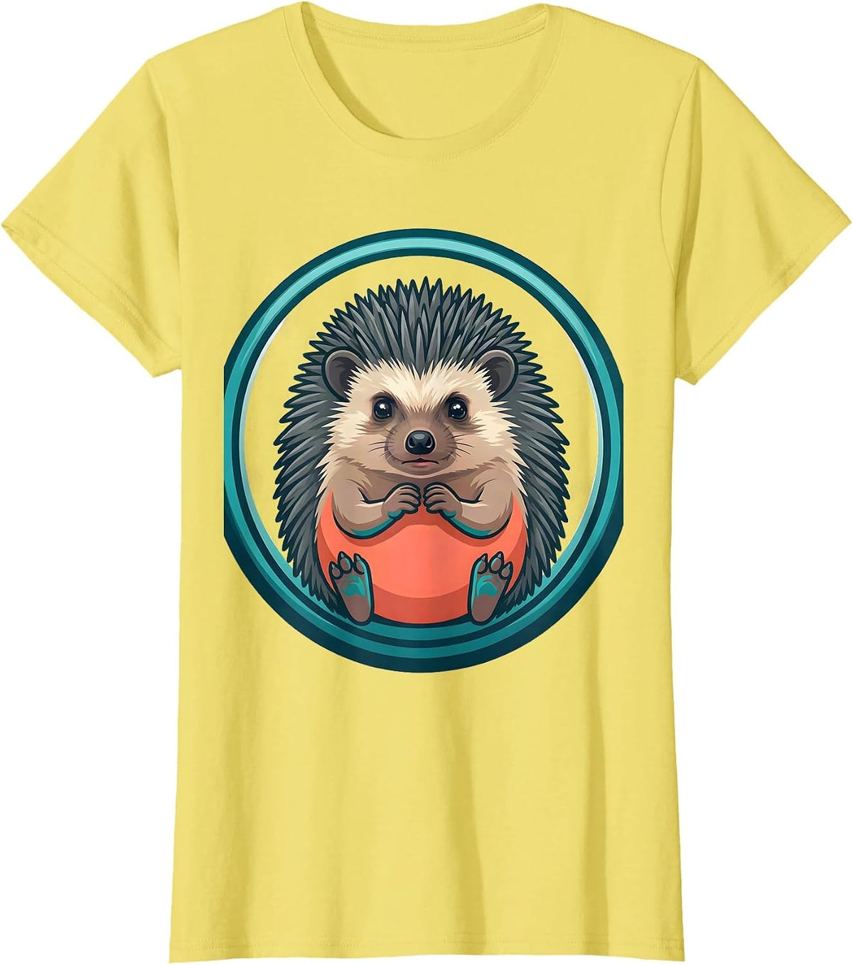 Women's Compact Hedgehog Calm Companion Mental Health Awareness T-Shirt - Lemon Yellow