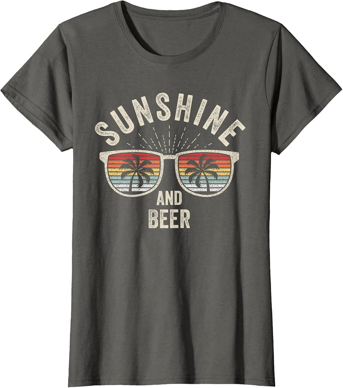 Vintage Retro Sunshine and Beer Craft Beer Brewery T-Shirt - Asphalt Grey