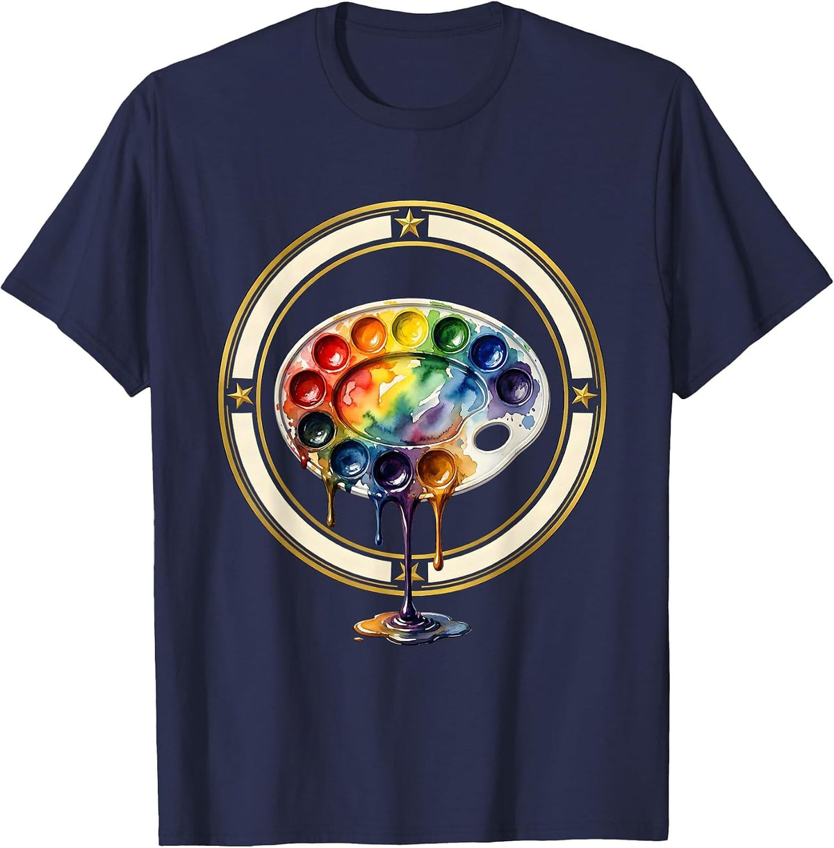 First Grade Watercolor Rainbow Art Design T-Shirt - Navy Blue