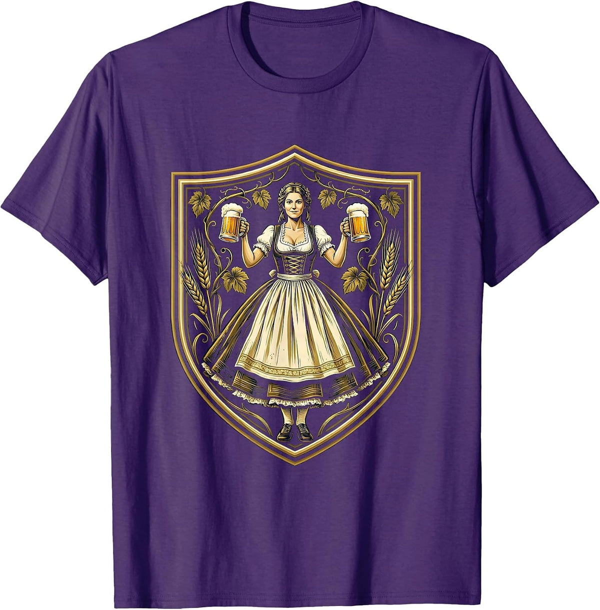 Men's Dirndl Beer Stein Oktoberfest Illustration T-Shirt - Purple