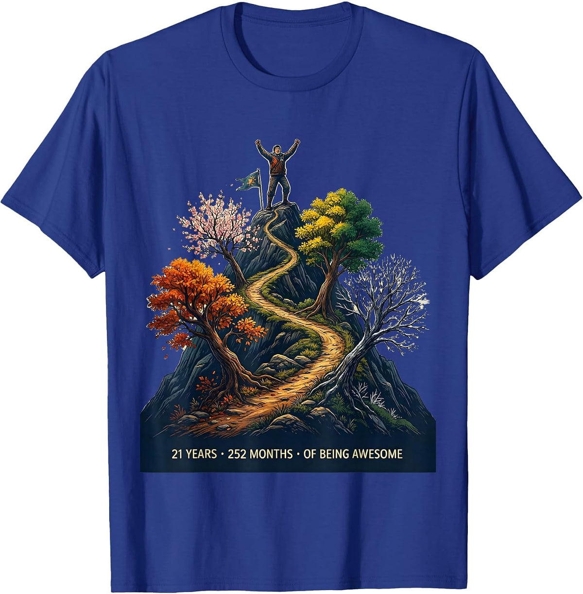 21 Years 252 Months Of Being Awesome Birthday Gift T-Shirt - Royal Blue