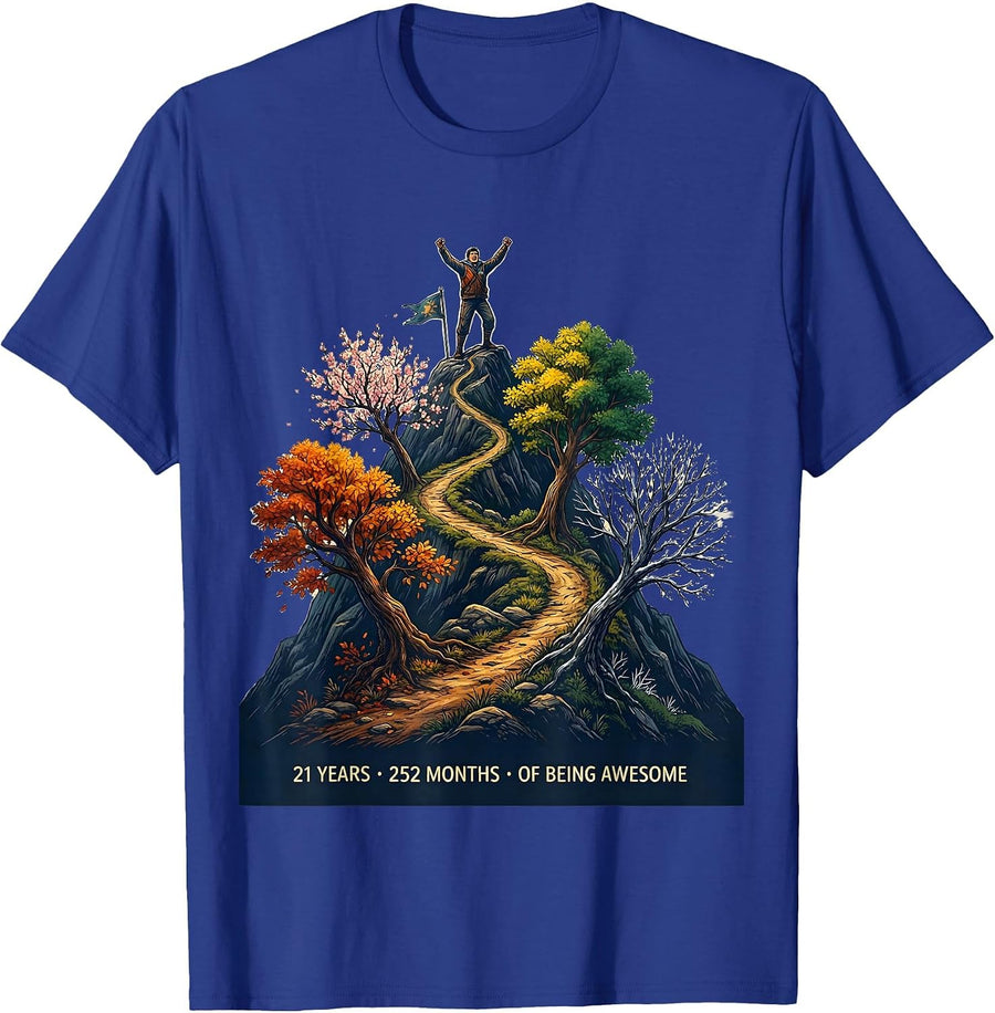 21 Years 252 Months Of Being Awesome Birthday Gift T-Shirt - Royal Blue