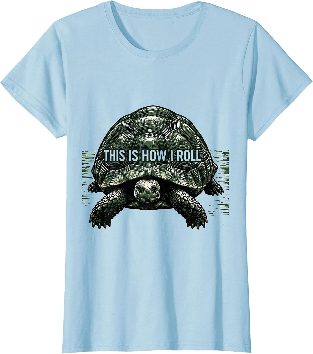 This Is How I Roll Funny Tortoise Pet Lover Linocut T-Shirt - Baby Blue