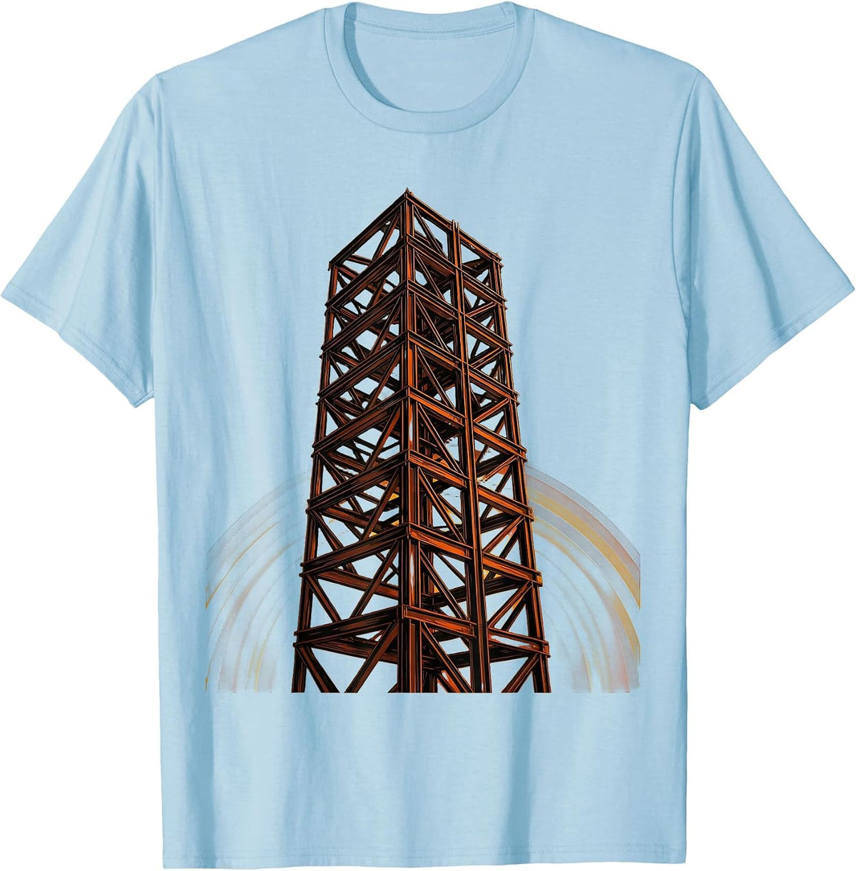 Labor Day Rising Skyscraper Steel Girder Illustration T-Shirt, Men, Baby Blue, Small - As Pictured