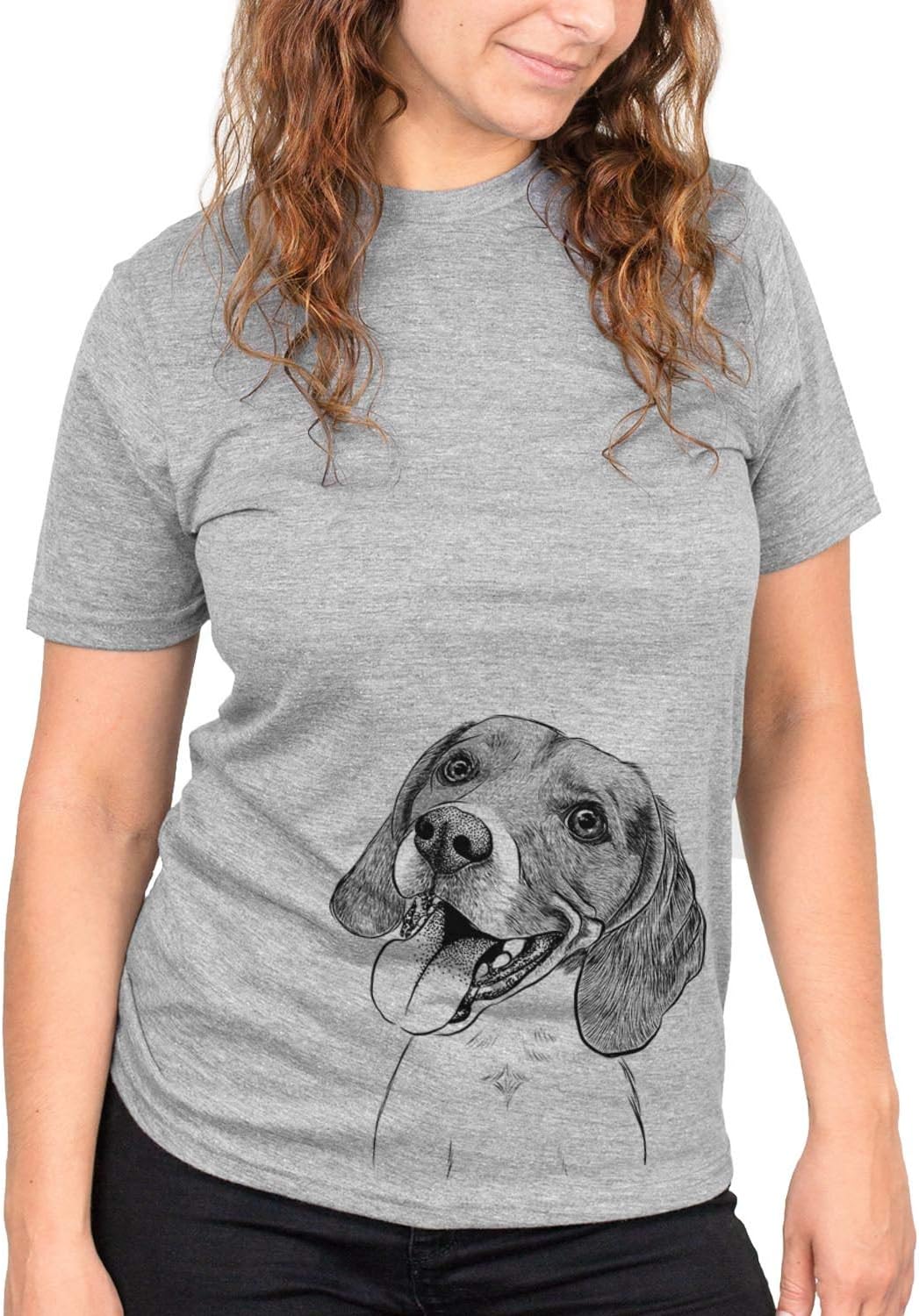 Bare Little Bandit the Beagle Dog Triblend T-Shirt - Unisex Grey Crew Neck
