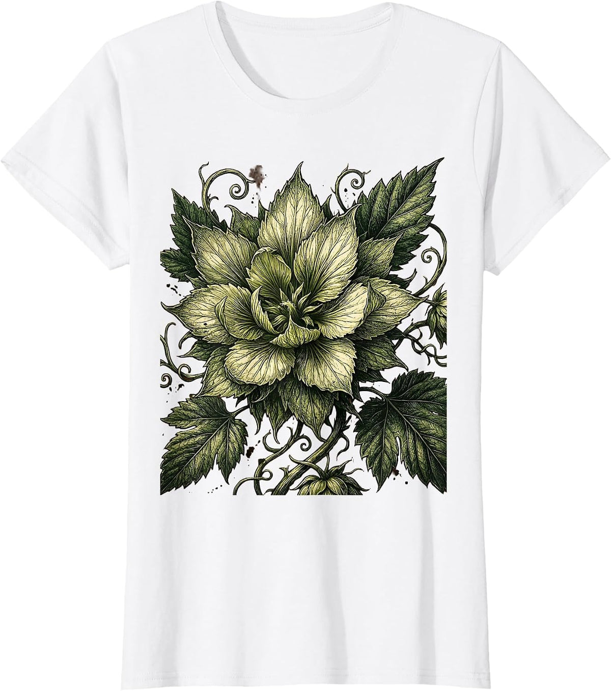 Women's Giant Hops Flower Burst Beer Graphic T-Shirt - White