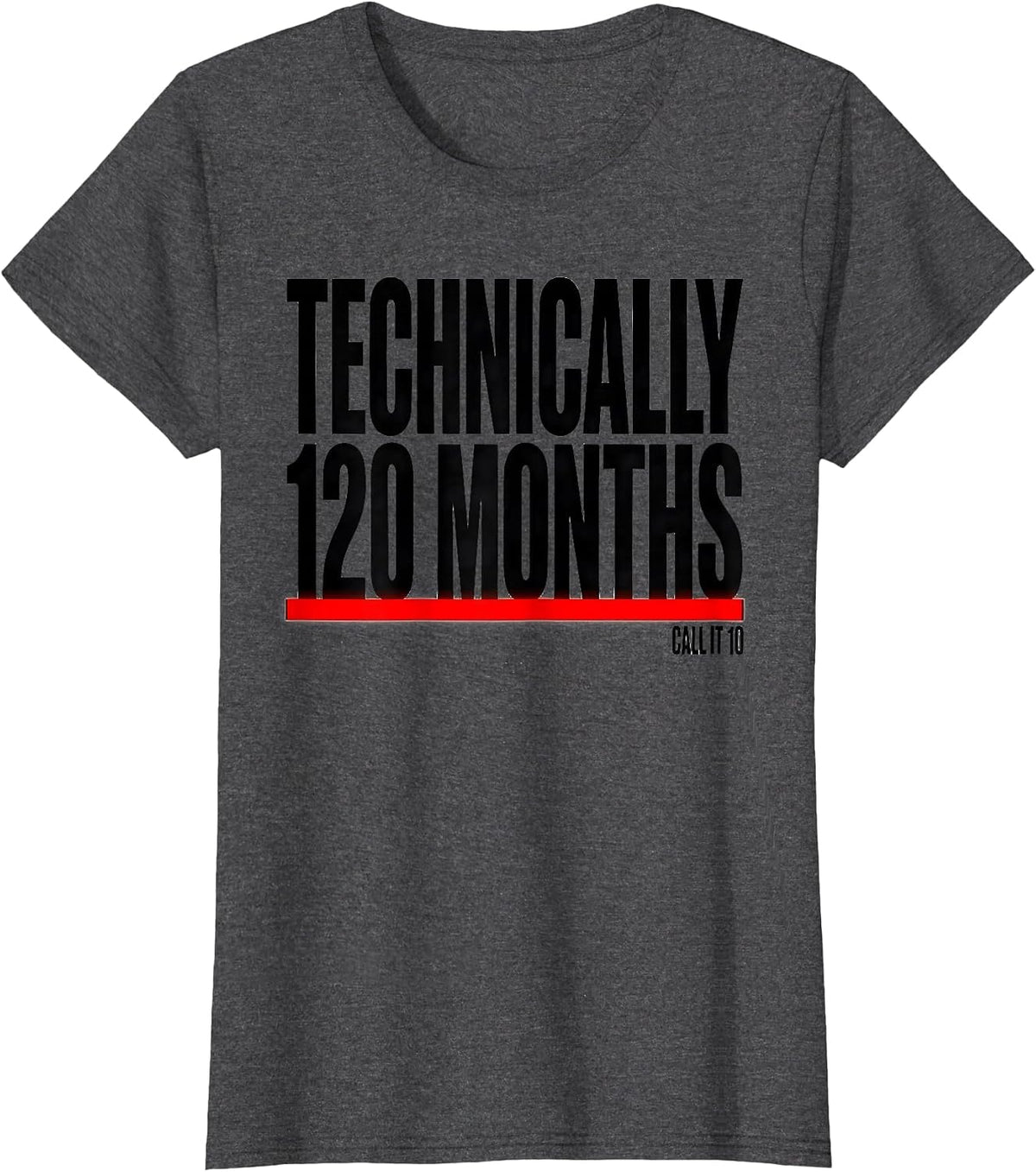 Women's Technically 120 Months Call It 10 Vintage Retro Birthday T-Shirt - Dark Heather Grey