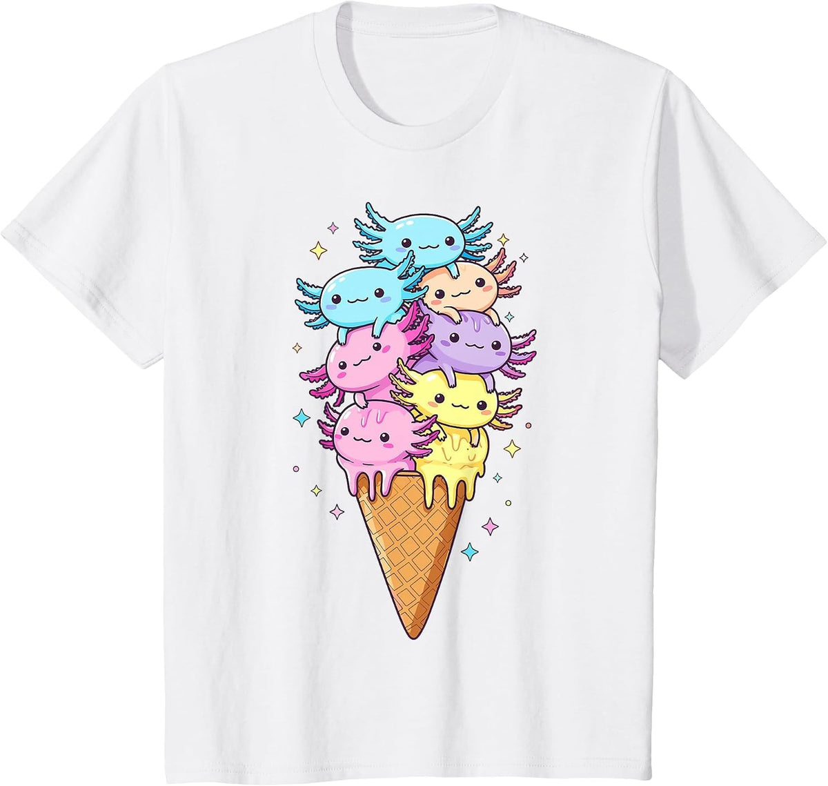 Axolotls Ice Cream Funny Kawaii Axolotl T-Shirt - White