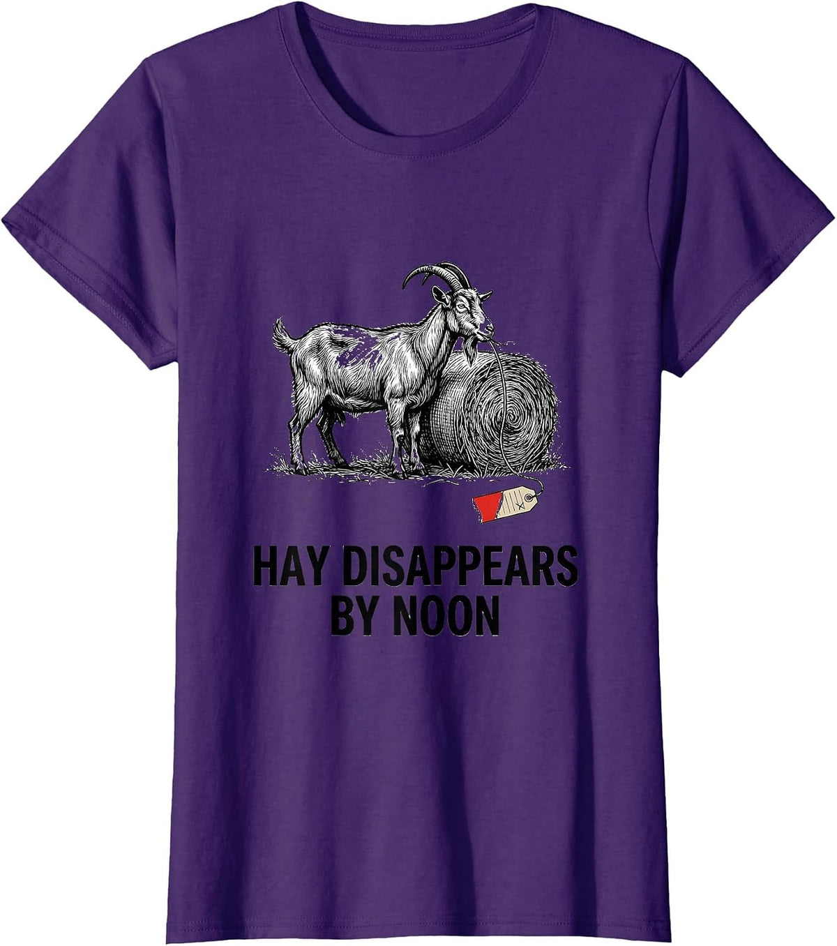 Women's Hay Disappears By Noon Funny Goat Owner Farmer Gift T-Shirt - Purple