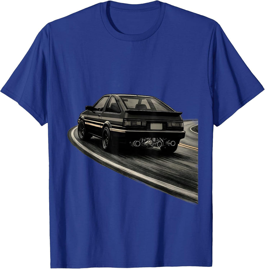 Turbo-Era JDM Coupe Drift Car Retro Tuner Nostalgia T-Shirt - Royal Blue