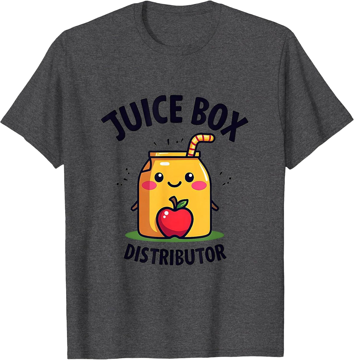 Juice Box Distributor Daycare Teacher Design T-Shirt - Dark Heather Grey