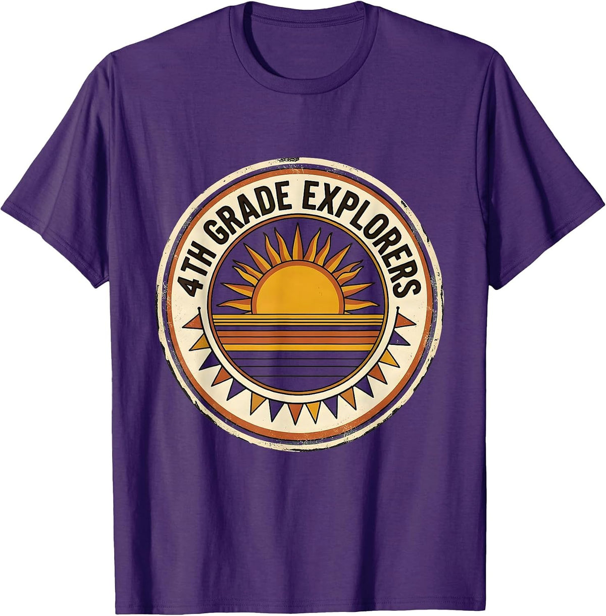 4th Grade Explorers Vintage Back To School Teacher Kids T-Shirt - Purple