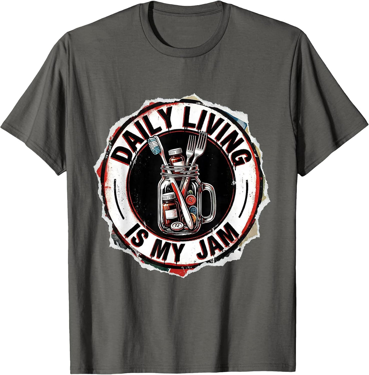 Men's Daily Living Is My Jam Occupational Therapy Design T-Shirt - Asphalt Grey